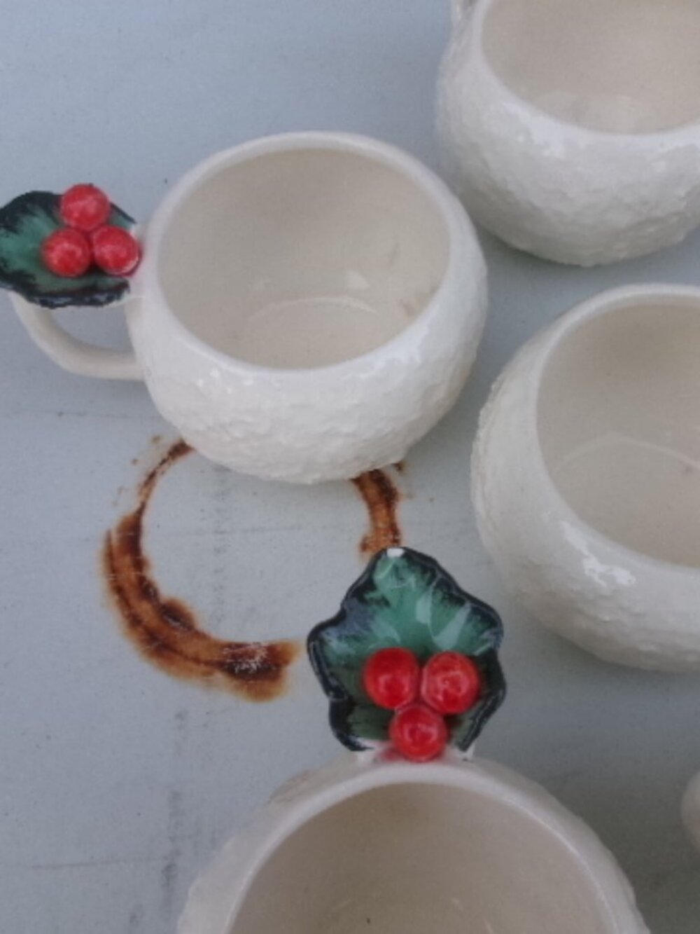 Vtg Riddell Cal pottery 50s signed snowball punchbowl set - Picture 11 of 11